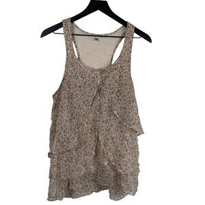 Marisa Christina Top Womens Sleeveless Pink Sz XL Ditzy Floral Cottage Core Boho